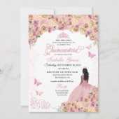 赤面エレガントピンクピーチフローラキンセアニェラ 招待状 (正面)