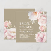 赤面エレガントピンクピーニーガーデンブライダルシャワー 招待状 (正面/裏面)