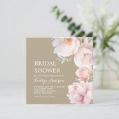 赤面エレガントピンクピーニーガーデンブライダルシャワー 招待状 (スタンド正面)