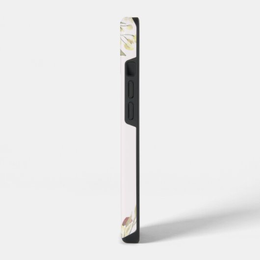 赤面エレガントピンクピーニーフローラ金ゴールドモノグラム iPhoneケース (左側面)