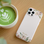 赤面エレガントピンクピーニーフローラ金ゴールドモノグラム iPhoneケース