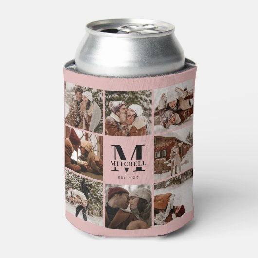 赤面エレガントピンクファミリーフォトコラージュキープサケ 缶クーラー (缶正面)