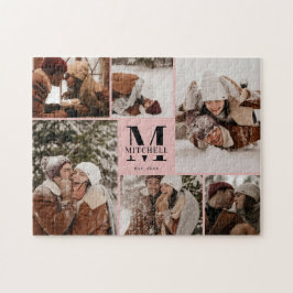 赤面エレガントピンクファミリー6 Photo Collage Keepsake ジグソーパズル