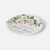 赤面エレガントピンクフラワーズボホブライダルシャワー ペーパープレート (アングル)