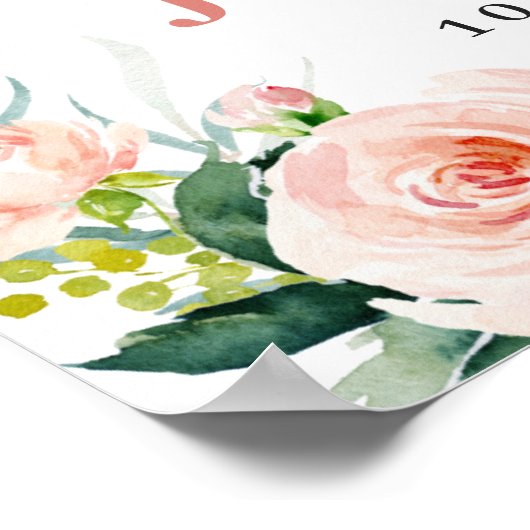 赤面エレガントピンクフラワーズボホブライダルシャワー ポスター (角)