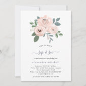 赤面エレガントピンクフラワー|ベビーSIPと関連項目 招待状 (正面)