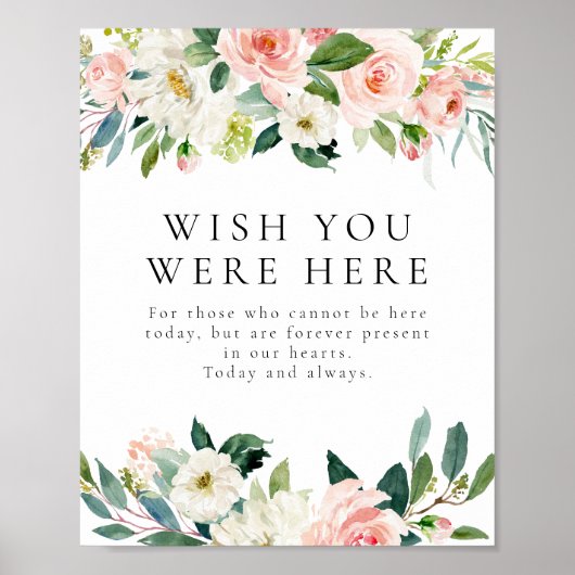 赤面エレガントピンクフローラここにサインを望む ポスター (正面)