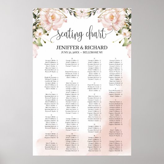 赤面エレガントピンクフローラアルファベット ポスター (正面)