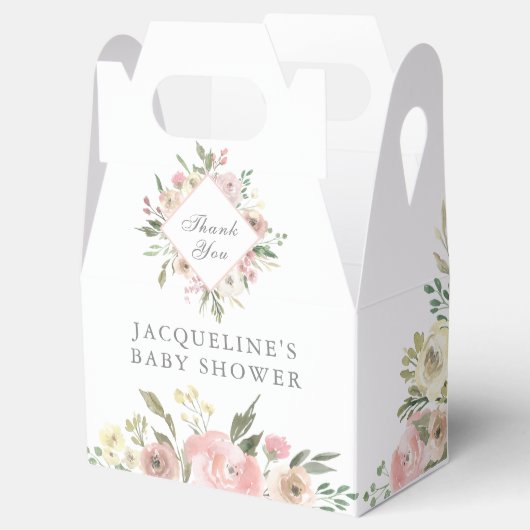 赤面エレガントピンクフローラガーデンベビーシャワー フェイバーボックス (オープン)