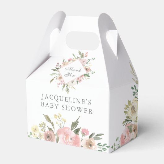 赤面エレガントピンクフローラガーデンベビーシャワー フェイバーボックス (正面サイド)