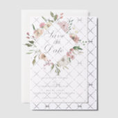 赤面エレガントピンクフローラガーデン日付を保存 ベラム紙招待状 (オフセット (招待状))