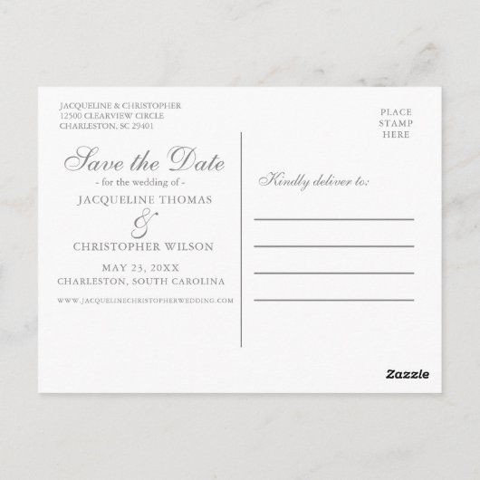 赤面エレガントピンクフローラガーデン日付を保存 ポストカード (裏面)