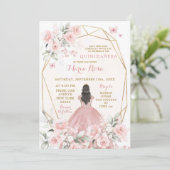 赤面エレガントピンクフローラガールスウィート16th誕生日 招待状 (スタンド正面)