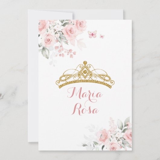 赤面エレガントピンクフローラガールスウィート16th誕生日 招待状 (裏面)