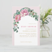 赤面エレガントピンクフローラガールベビーシャワーインビタット 招待状 (スタンド正面)