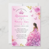 赤面エレガントピンクフローラキンセアニラ招待状 招待状 (正面)