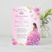 赤面エレガントピンクフローラキンセアニラ招待状 招待状 (スタンド正面)