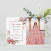 赤面エレガントピンクフローラキンセアニラ招待状 招待状 (スタンド正面)