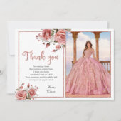 赤面エレガントピンクフローラキンセアニラ誕生日 サンキューカード (正面)
