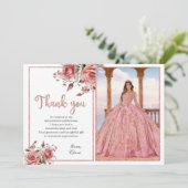 赤面エレガントピンクフローラキンセアニラ誕生日 サンキューカード (スタンド正面)