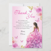 赤面エレガントピンクフローラキンセアニラ誕生日 サンキューカード (正面)
