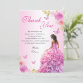 赤面エレガントピンクフローラキンセアニラ誕生日 サンキューカード (スタンド正面)