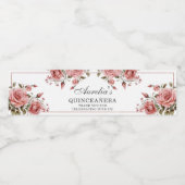 赤面エレガントピンクフローラキンセアニラ誕生日 ペットボトルラベル (シングルラベル)