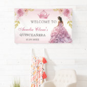 赤面エレガントピンクフローラキンセアニラ誕生日 横断幕 (インサイチュ)