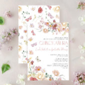 赤面エレガントピンクフローラバタフライキンセアニェラ 招待状