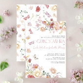 赤面エレガントピンクフローラバタフライキンセアニラ 招待状