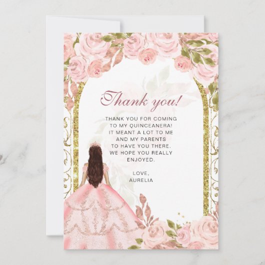 赤面エレガントピンクフローラフォトキンセアニラ サンキューカード (正面)