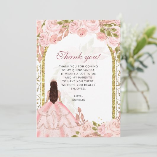 赤面エレガントピンクフローラフォトキンセアニラ サンキューカード (スタンド正面)