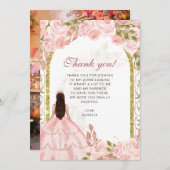 赤面エレガントピンクフローラフォトキンセアニラ サンキューカード (正面/裏面)
