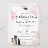 赤面エレガントピンクフローラ卒業パーティインビタット 招待状 (正面)
