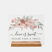 赤面エレガントピンクフローラ水色の愛は甘い アクリルサイン (正面)