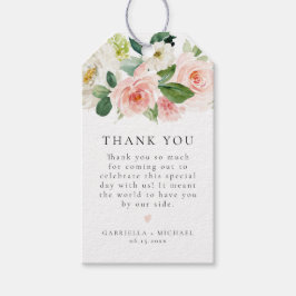 赤面エレガントピンクフローラ緑ありがとう ギフトタグ