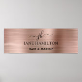 赤面エレガントピンクブラシ仕上げメタルビジネスポスター ポスター (正面)