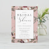 赤面エレガントピンクブルゴーニュフローラブライダルシャワー 招待状 (スタンド正面)