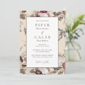 赤面エレガントピンクブルゴーニュフローラ結婚ズのインビタ 招待状 (スタンド正面)