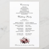 赤面エレガントピンクブルゴーニュフローラ結婚式 プログラム (裏面)