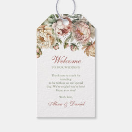 赤面エレガントピンクペオニー結婚式の引き出物ラベル ギフトタグ