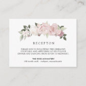 赤面エレガントピンクホワイトフローラ結婚披露宴 エンクロージャーカード (正面)