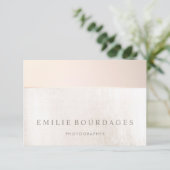 赤面エレガントピンクホワイトマーブルありがとう サンキューカード (スタンド正面)