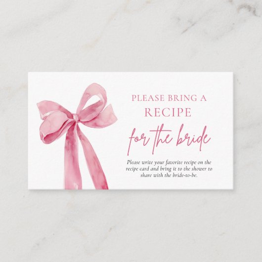 赤面エレガントピンクボウお願いレシピ エンクロージャーカード (正面)
