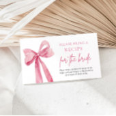 赤面エレガントピンクボウお願いレシピ エンクロージャーカード