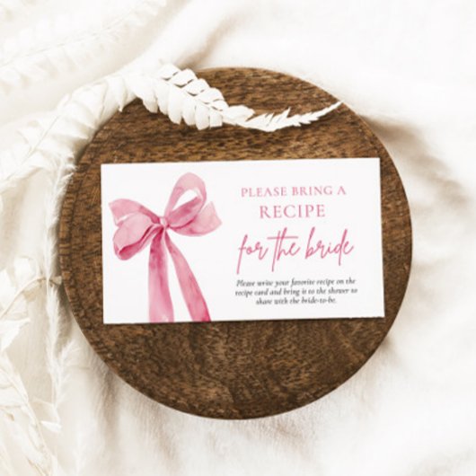 赤面エレガントピンクボウお願いレシピ エンクロージャーカード