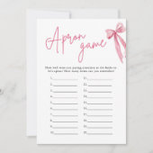 赤面エレガントピンクボウブライダルシャワーエプロンゲーム 招待状 (正面)