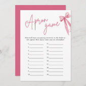 赤面エレガントピンクボウブライダルシャワーエプロンゲーム 招待状 (正面/裏面)