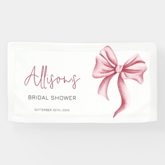 赤面エレガントピンクボウブライダルシャワー 横断幕 (横)