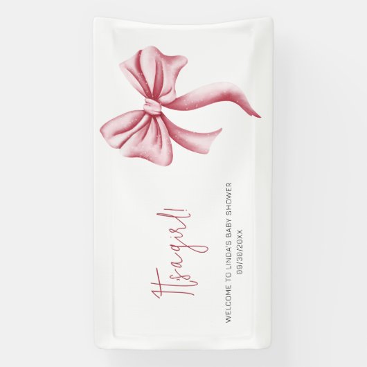 赤面エレガントピンクボウベイビーシャワー 横断幕 (縦)